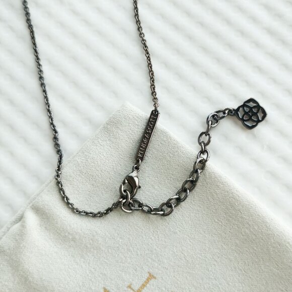Kendra Scott Gunmetal Black Drusy Elisa Necklace NEW - Picture 3 of 3